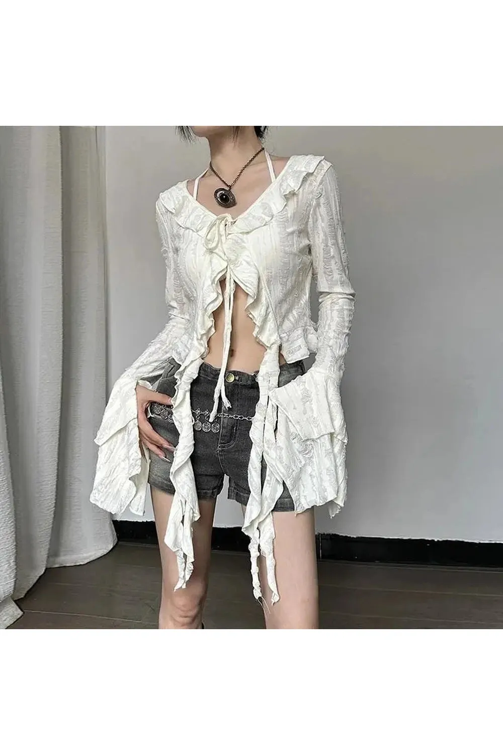 Gothic Lace Up Crop Shirt