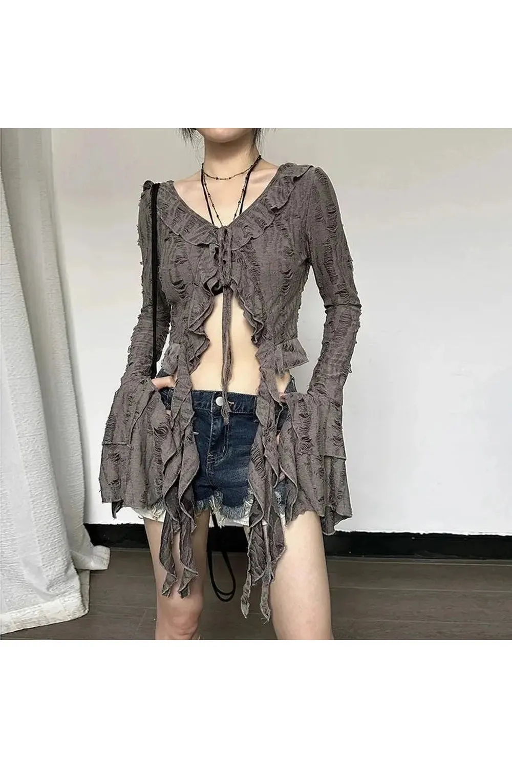 Gothic Lace Up Crop Shirt