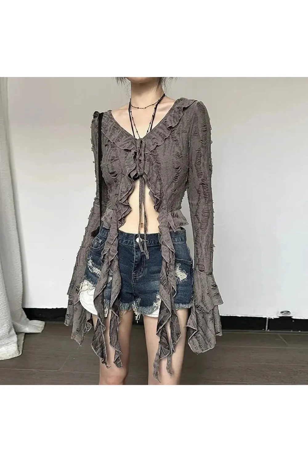 Gothic Lace Up Crop Shirt