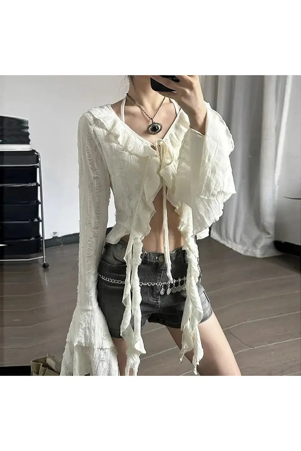 Gothic Lace Up Crop Shirt