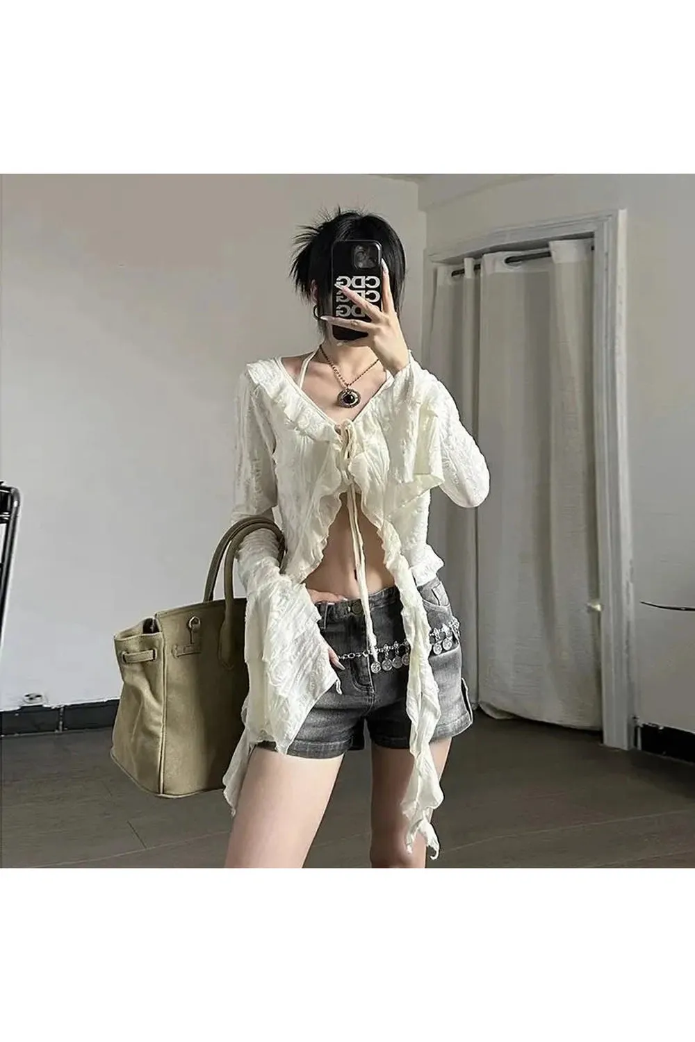 Gothic Lace Up Crop Shirt