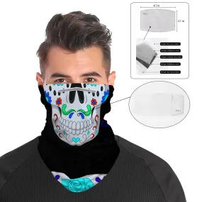 Gothic Skull Snood Face Mask Balaclava Scarf Cover | 2x - 50x Disposable Five Layer Filter Pads Available
