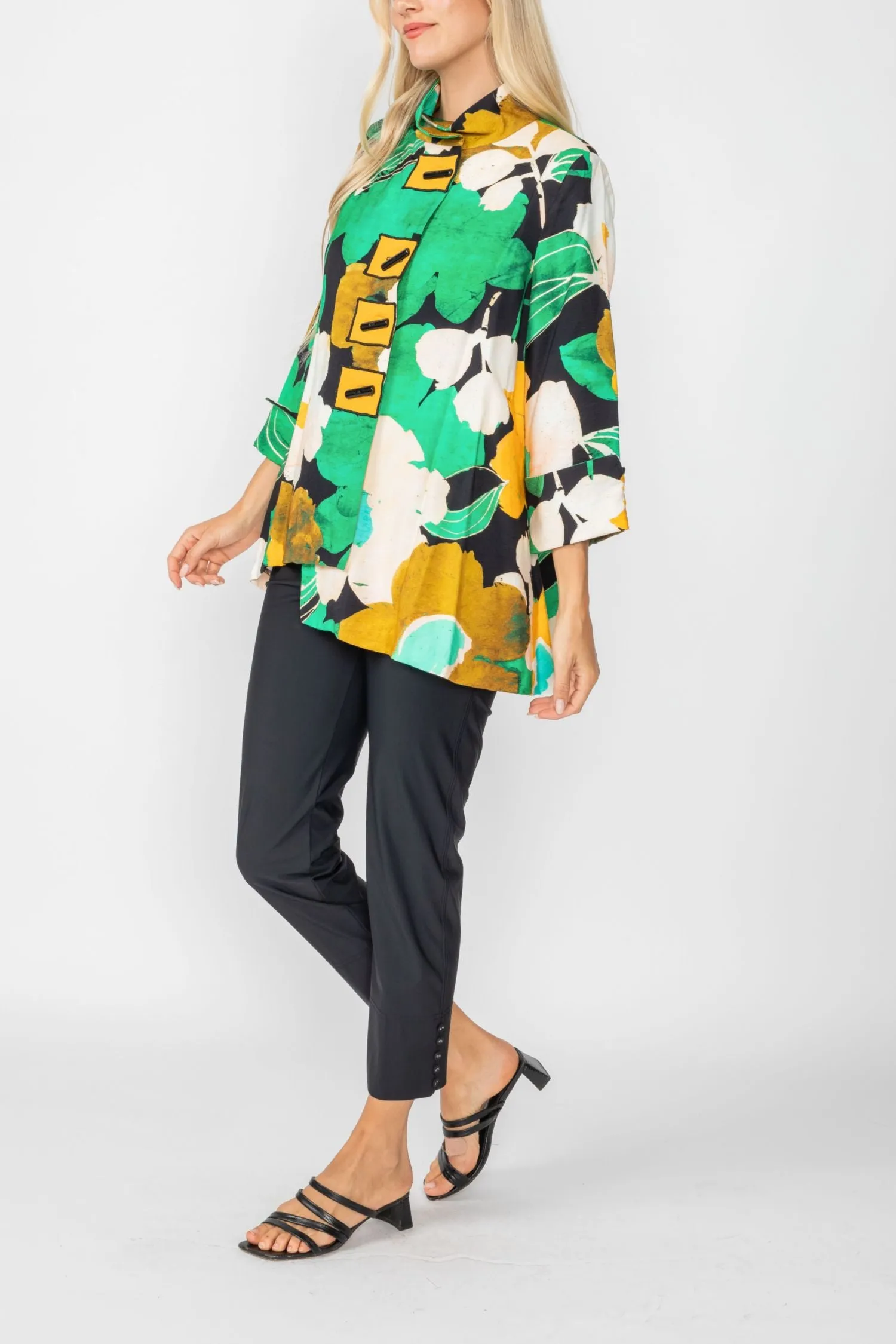 Green Hi-Low Jacket W/ High Collar