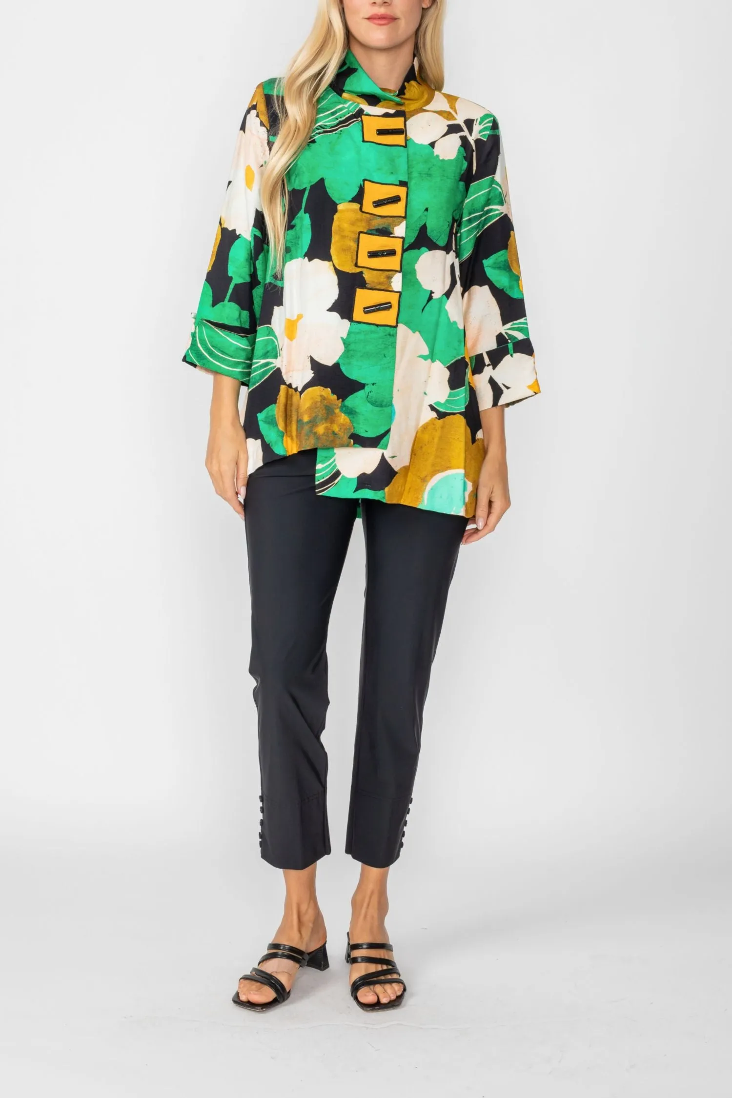 Green Hi-Low Jacket W/ High Collar