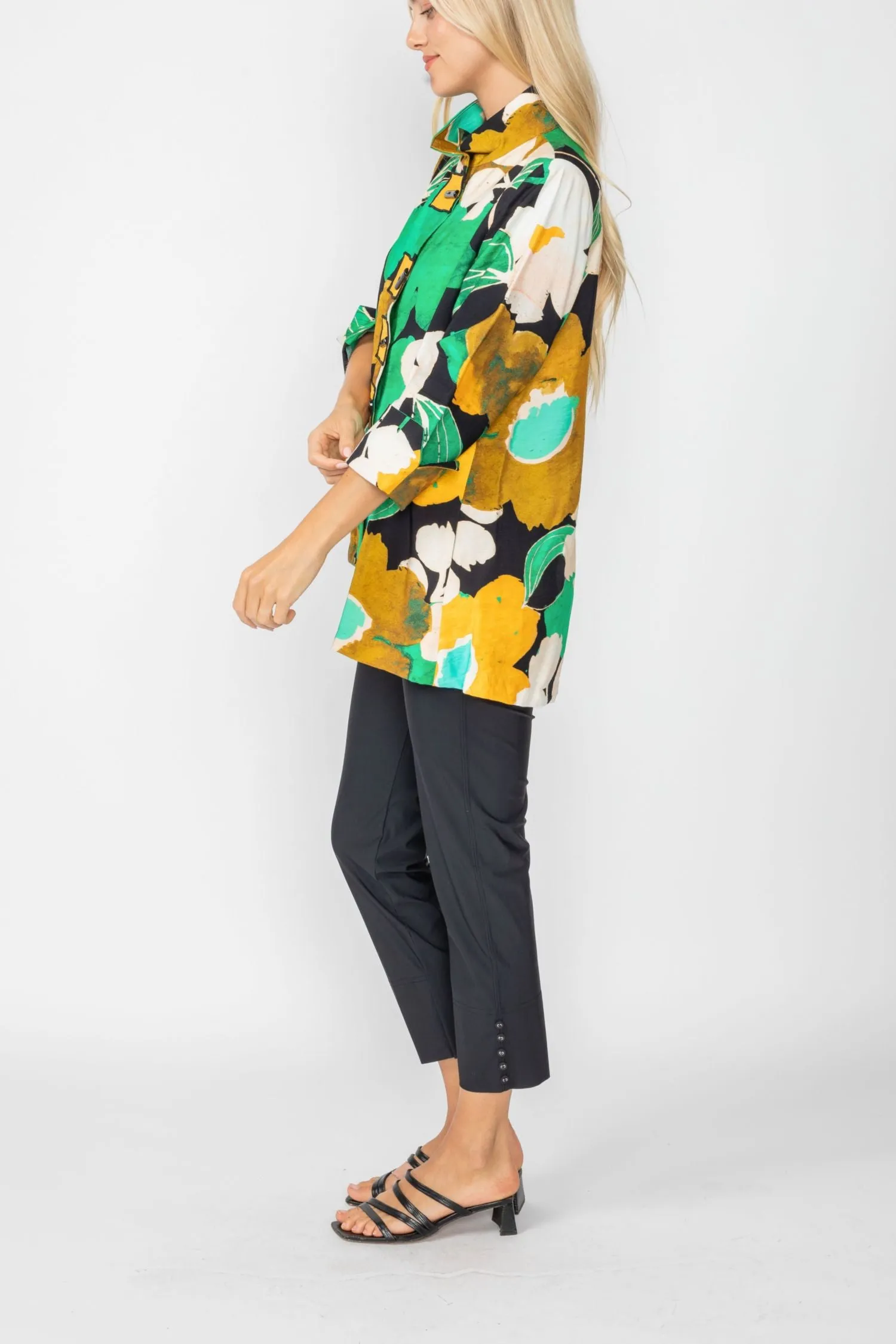 Green Hi-Low Jacket W/ High Collar