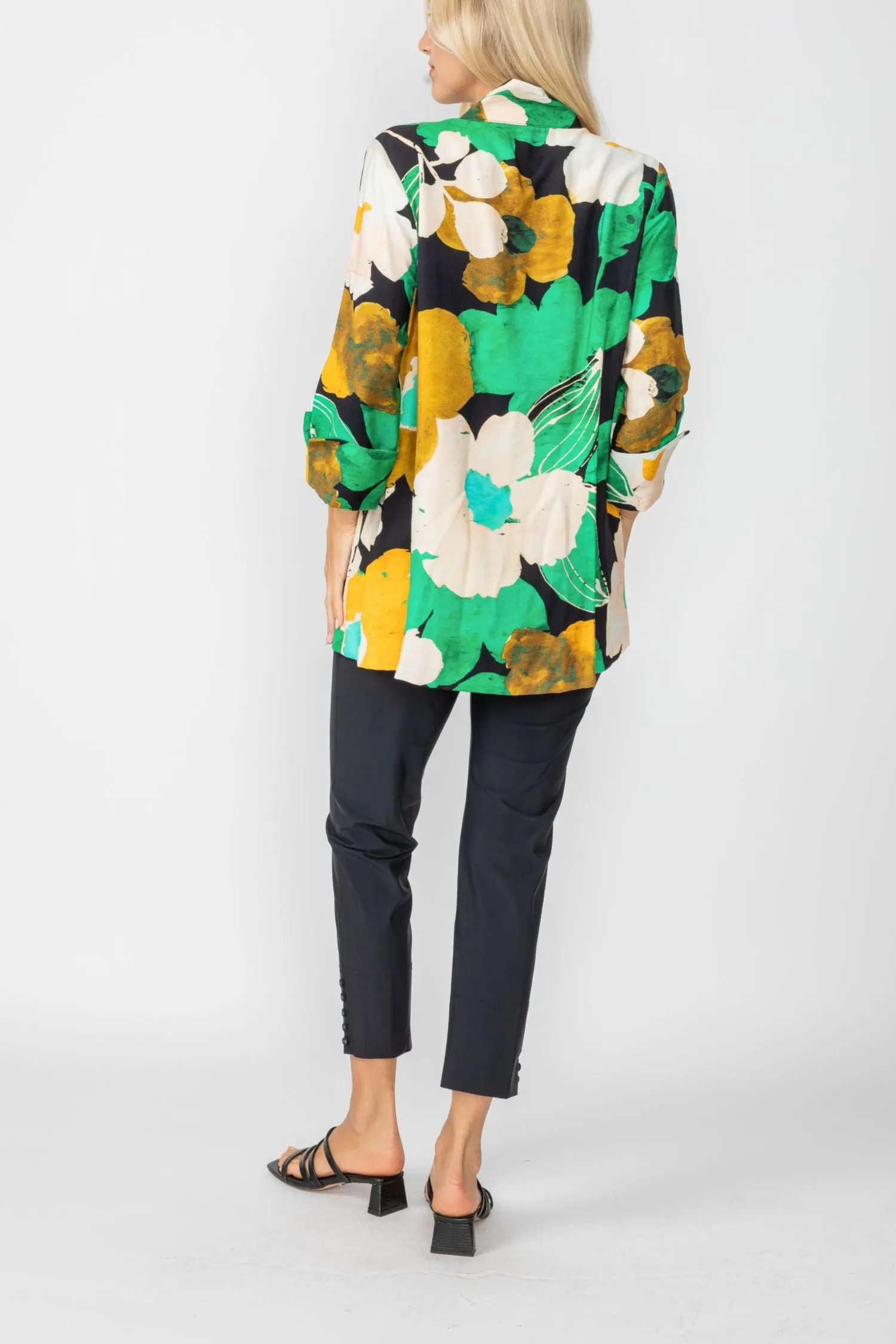 Green Hi-Low Jacket W/ High Collar