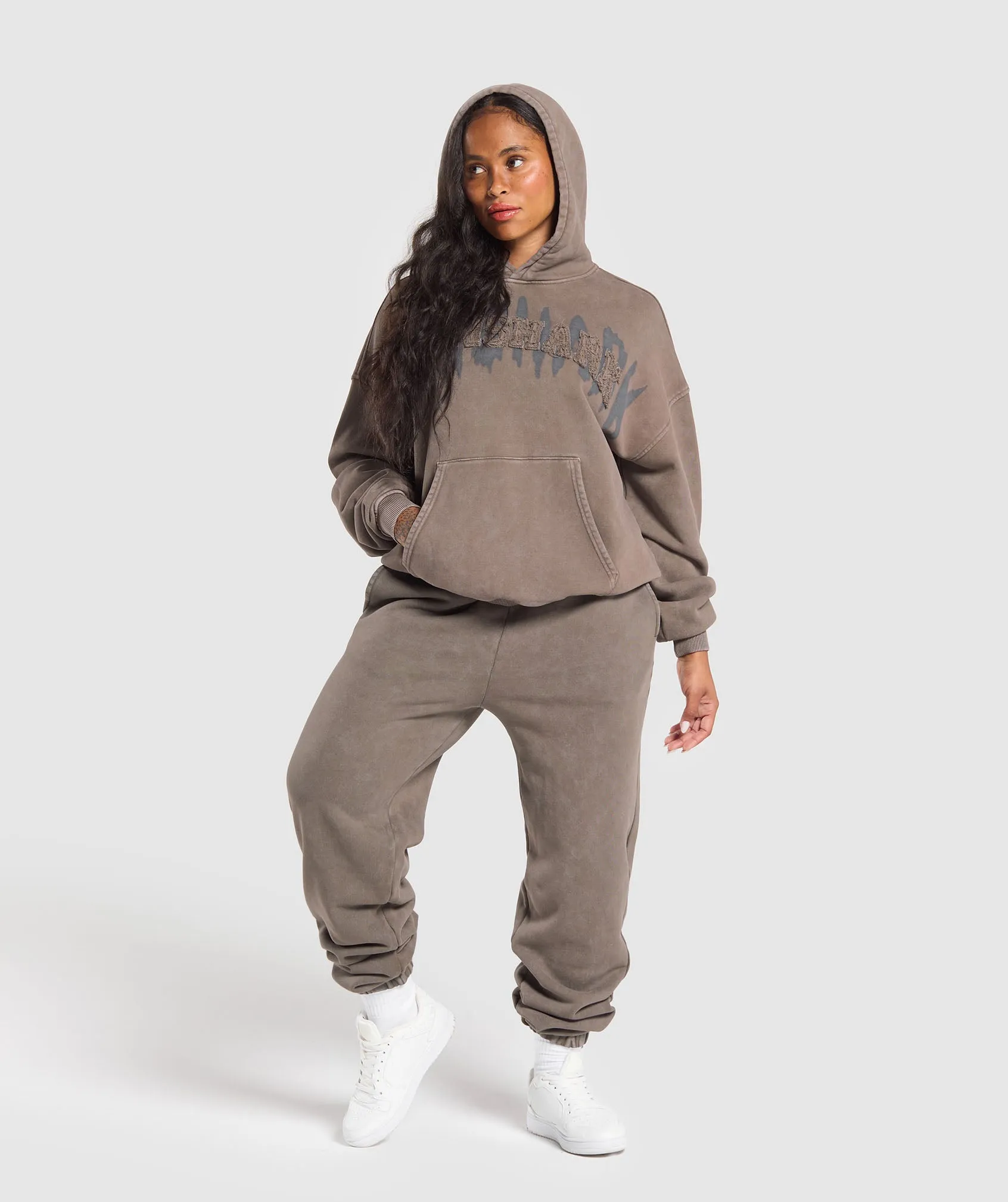 Gymshark Grunge Oversized Joggers - Camo Brown