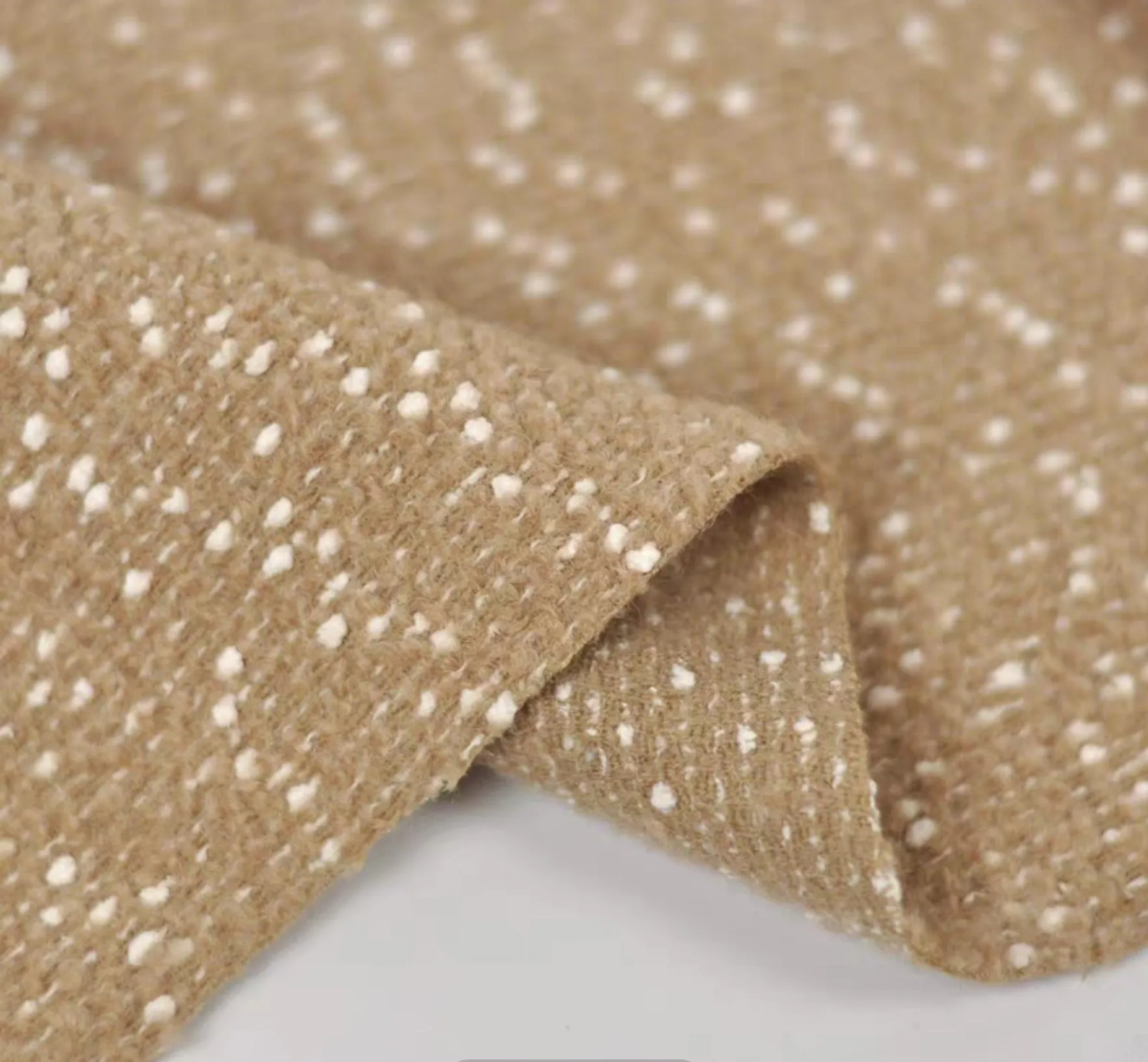High-end woolen small fragrant woven wool coat fabric Gold silk Icelandic tweed suit clothing fabric