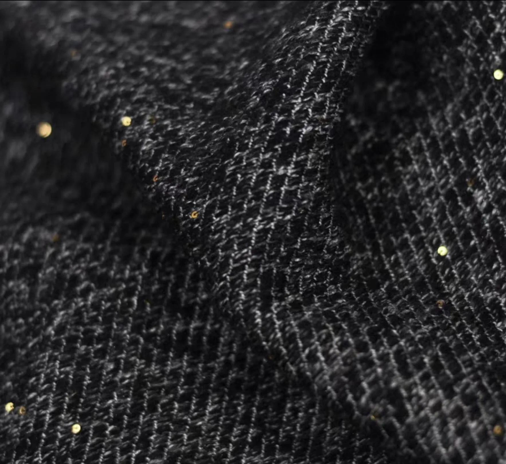 High-end woolen small fragrant woven wool coat fabric Gold silk Icelandic tweed suit clothing fabric