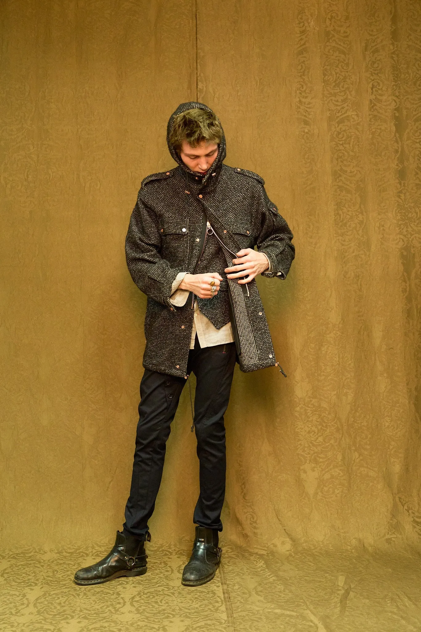 IMMORTAL Peter Parka - Tweed Charcoal and Black