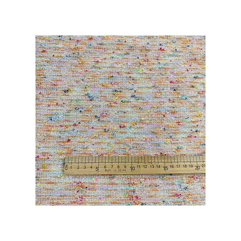 Imported small fragrance fabric, colorful beads, orange high-end custom fabric, designer style, handmade DIY customization