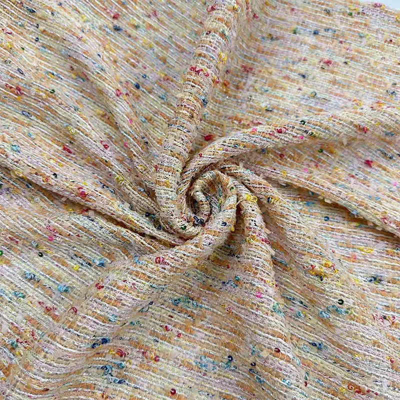 Imported small fragrance fabric, colorful beads, orange high-end custom fabric, designer style, handmade DIY customization