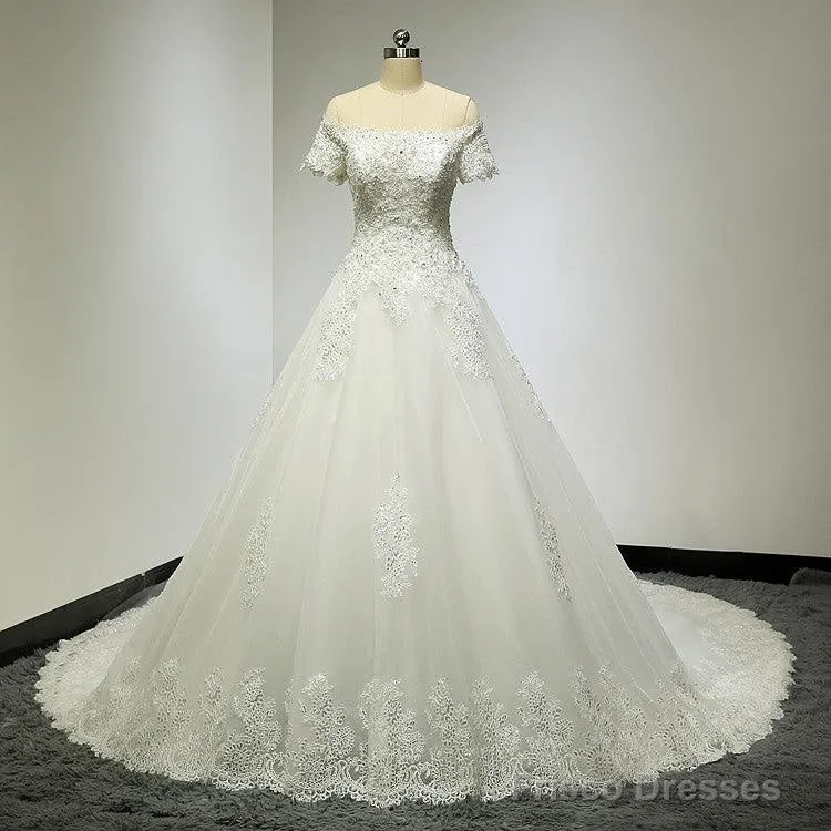 Large Tail Diamond Wedding Short Sleeved Lace High-End Wedding Band