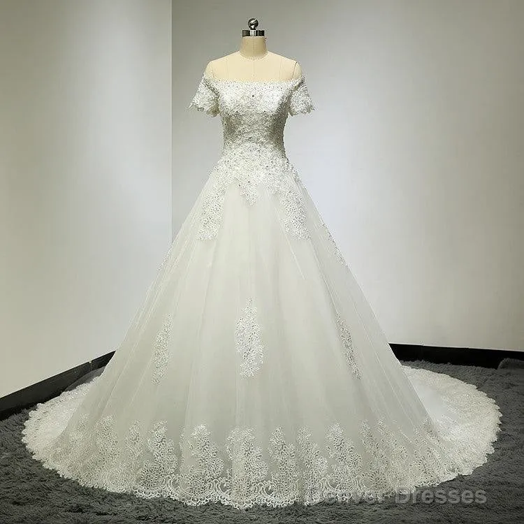 Large Tail Diamond Wedding Short Sleeved Lace High-End Wedding Band