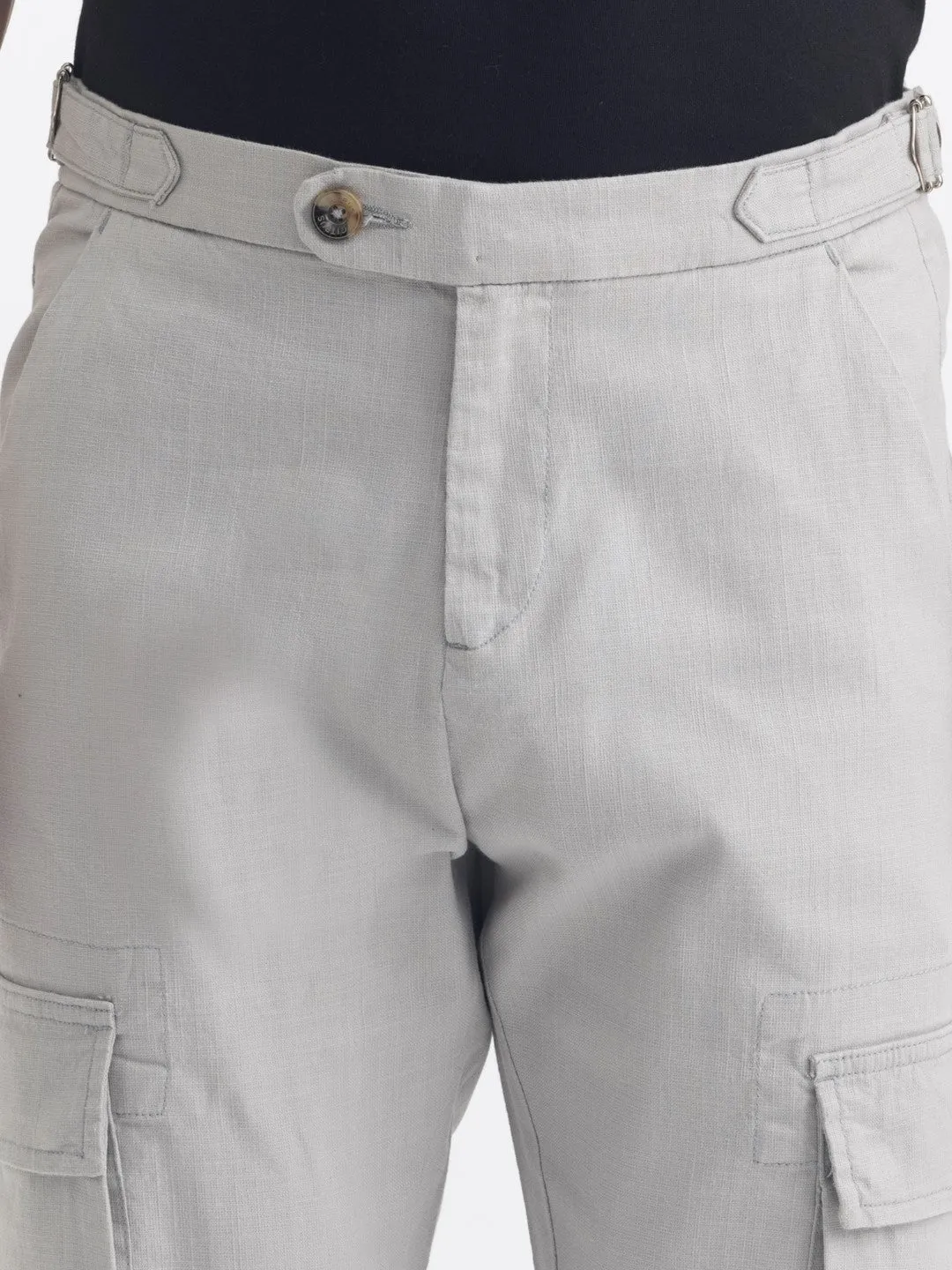 Light Grey Cotton Stretch Cargo Pant