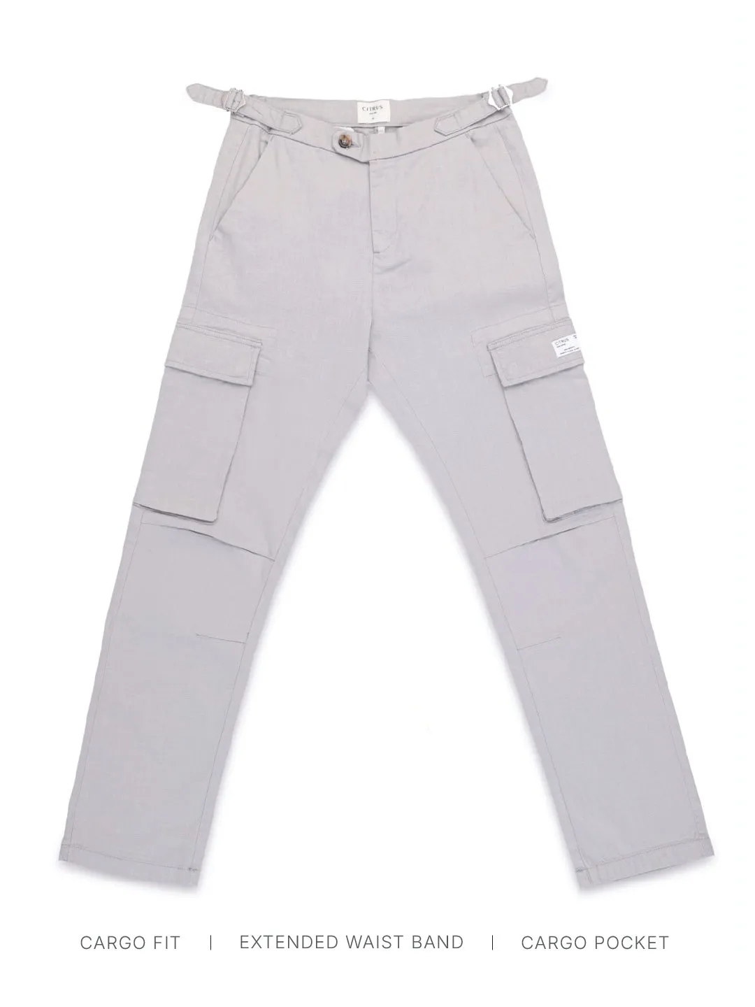Light Grey Cotton Stretch Cargo Pant