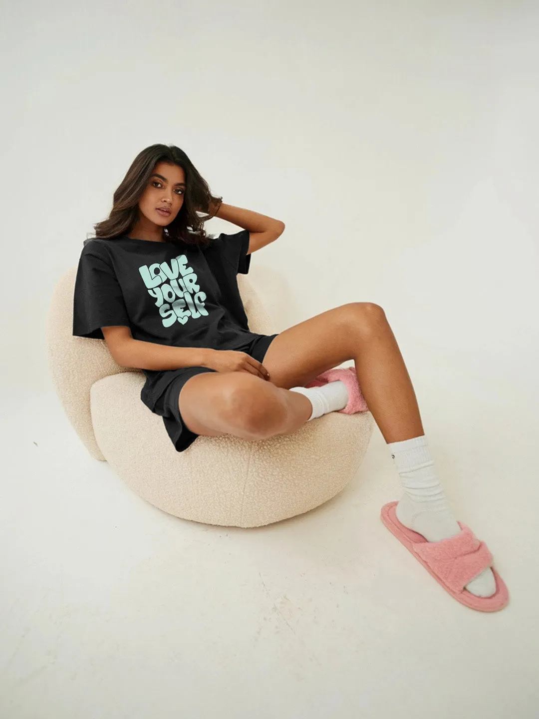 Love Your Self Cotton Girls T Shirt and Shorts Combo Set