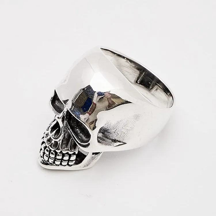 Men's Gothic Punk Biker Ring 925 Sterling Silver CHUNKY Heavy Skeleton Skull Ring