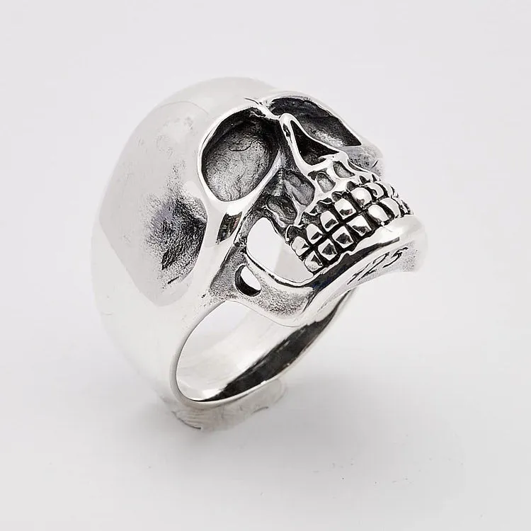 Men's Gothic Punk Biker Ring 925 Sterling Silver CHUNKY Heavy Skeleton Skull Ring