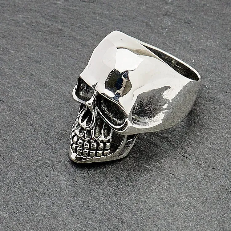 Men's Gothic Punk Biker Ring 925 Sterling Silver CHUNKY Heavy Skeleton Skull Ring