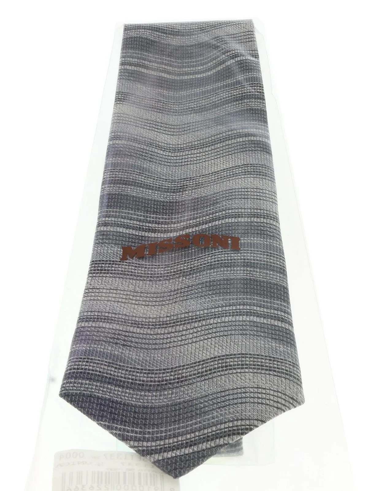 Missoni U1337 Silver/Gray Pencil Pure Silk Tie