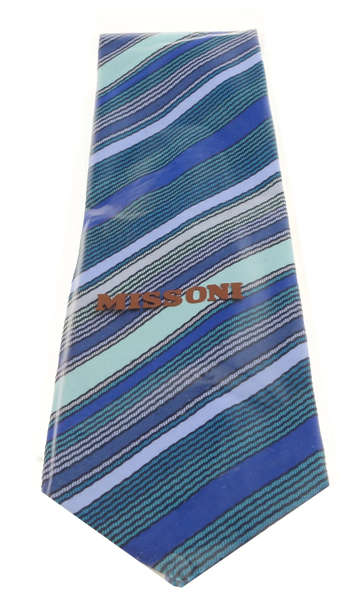 Missoni U8013 Blue/Green Pencil Stripe Pure Silk Tie