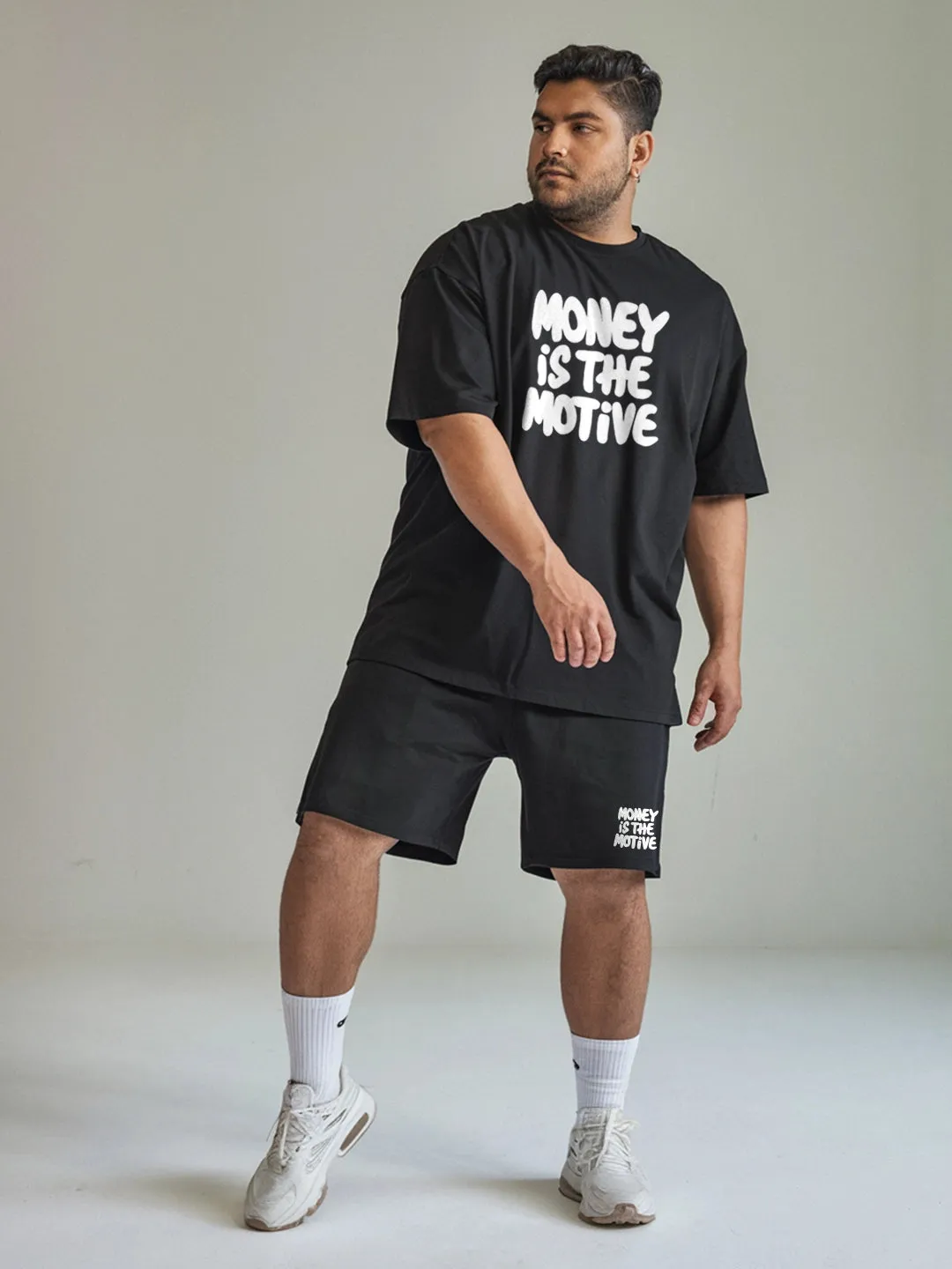 Money Is The Motive Cotton Mens T Shirt and Shorts Combo Set(Plus Size)