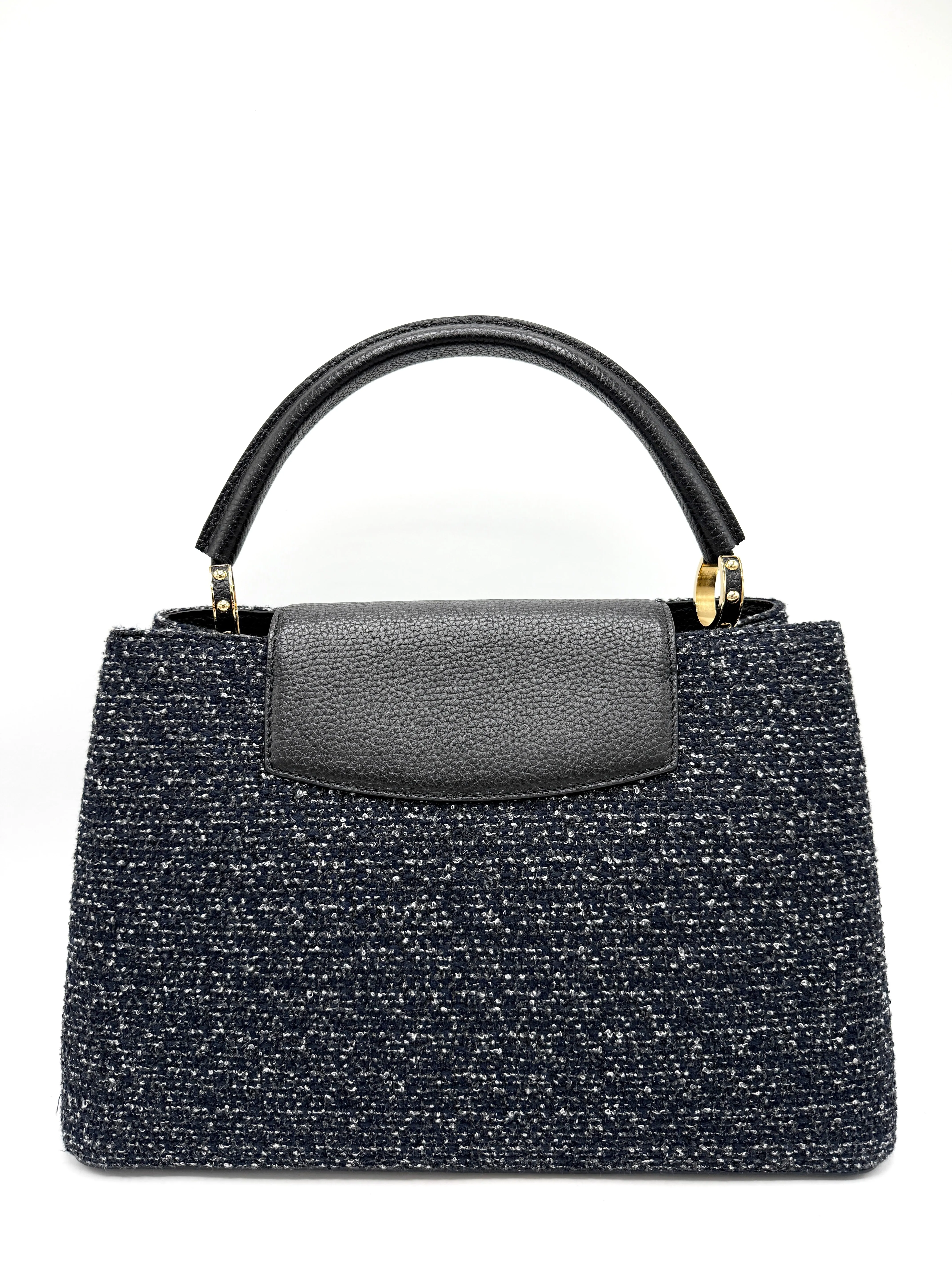 Navy/Grey/White Woven Tweed Capucines MM