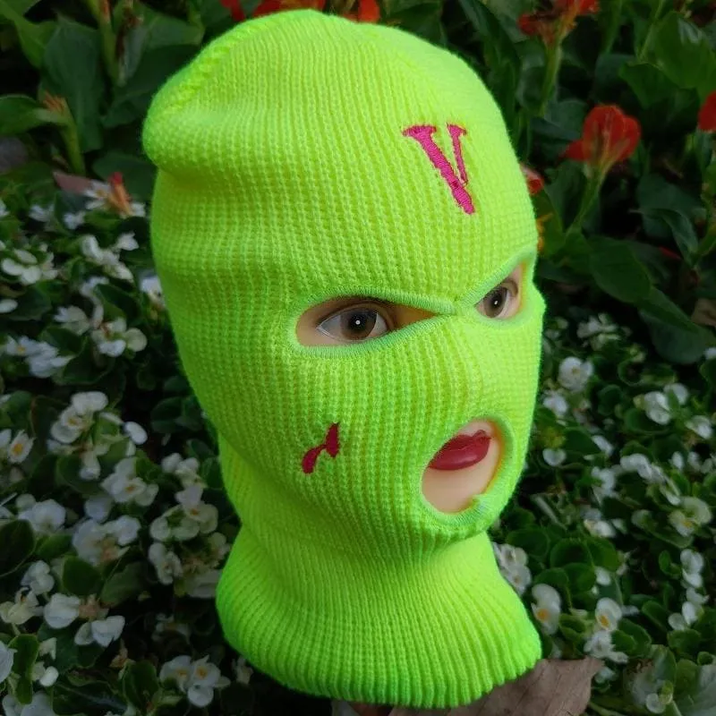 Neon Yellow Vlone Embroidery 3 Holes Ski Mask