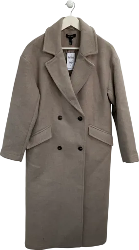 New Look Beige Wool Look Double Breasted Coat UK 10