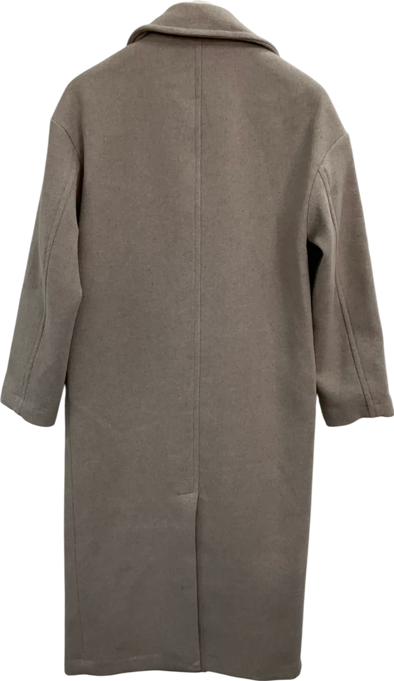 New Look Beige Wool Look Double Breasted Coat UK 10