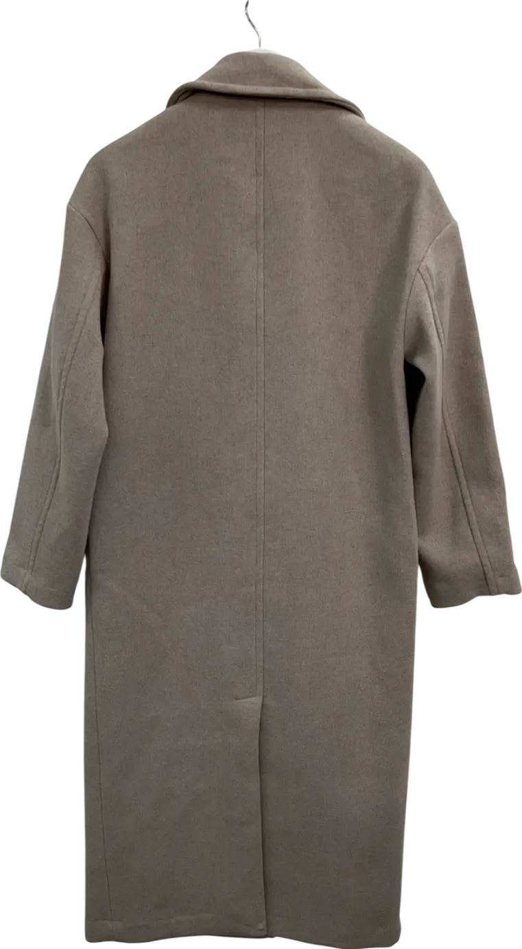 New Look Beige Wool Look Double Breasted Coat UK 10