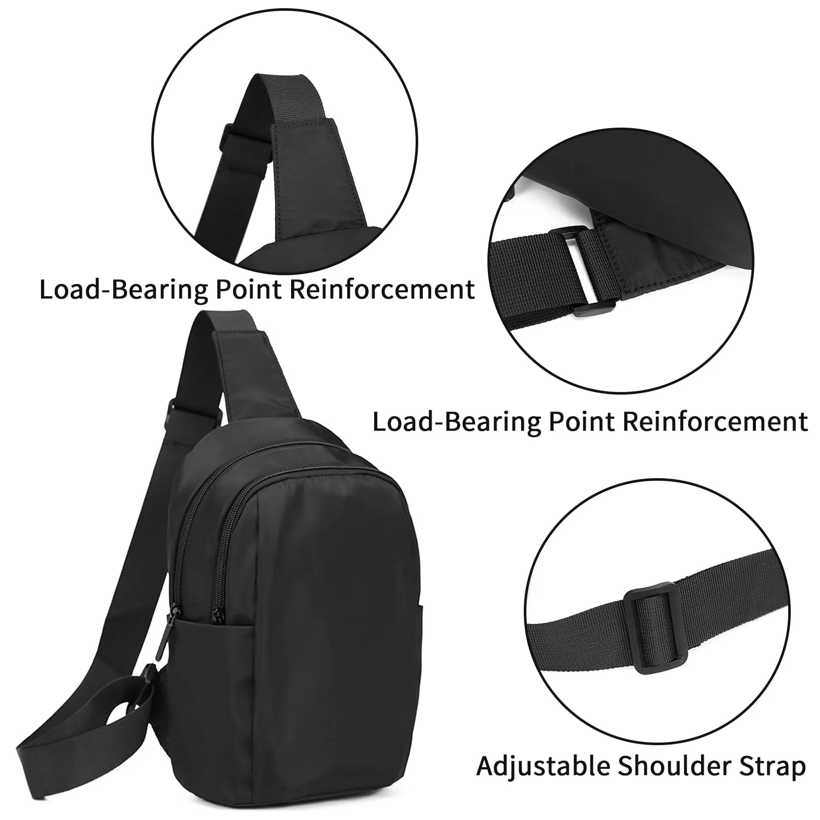 Ogetok Small Crossbody Purse Bags, Black Mini Sling Chest Bag for Men Women, Waterproof Small Cross Body Phone Bag, Lightweight Casual Sling Daypack for Sport Workout Travelling Hiking