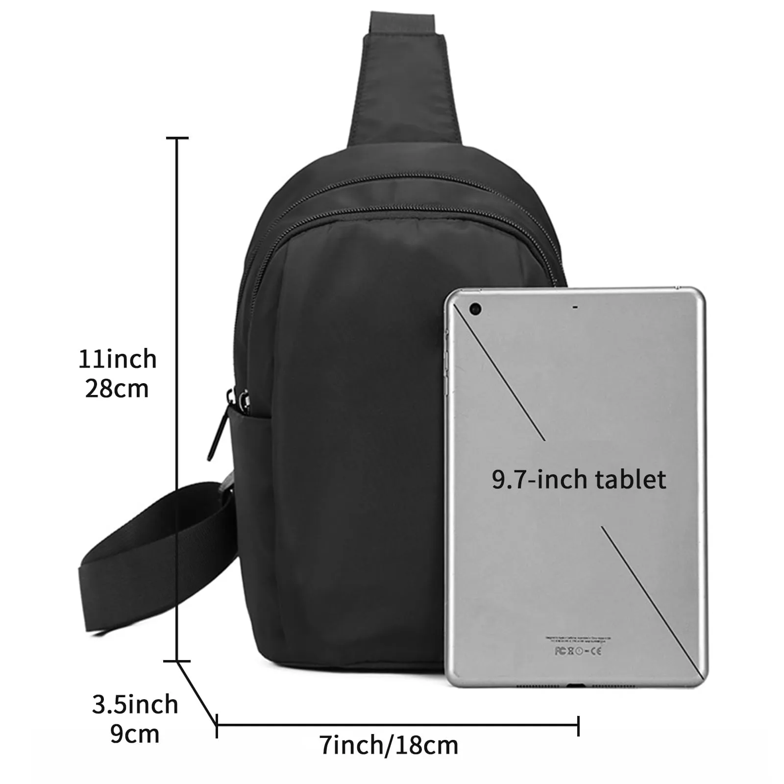 Ogetok Small Crossbody Purse Bags, Black Mini Sling Chest Bag for Men Women, Waterproof Small Cross Body Phone Bag, Lightweight Casual Sling Daypack for Sport Workout Travelling Hiking