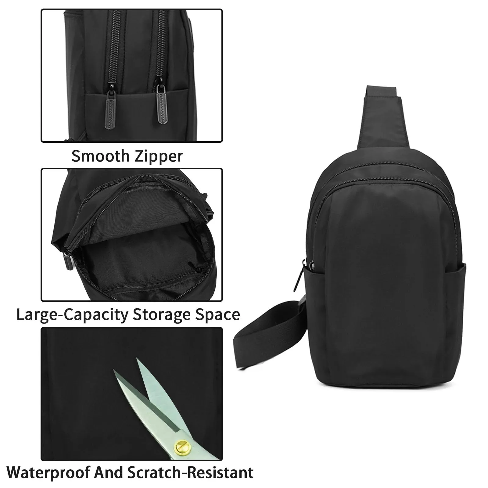 Ogetok Small Crossbody Purse Bags, Black Mini Sling Chest Bag for Men Women, Waterproof Small Cross Body Phone Bag, Lightweight Casual Sling Daypack for Sport Workout Travelling Hiking