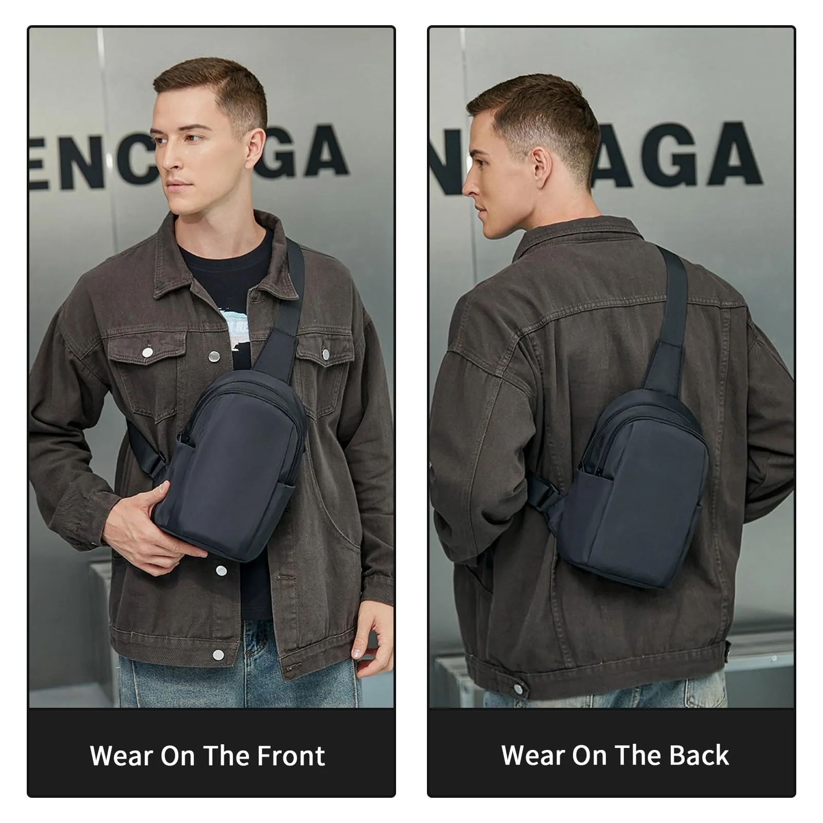 Ogetok Small Crossbody Purse Bags, Black Mini Sling Chest Bag for Men Women, Waterproof Small Cross Body Phone Bag, Lightweight Casual Sling Daypack for Sport Workout Travelling Hiking