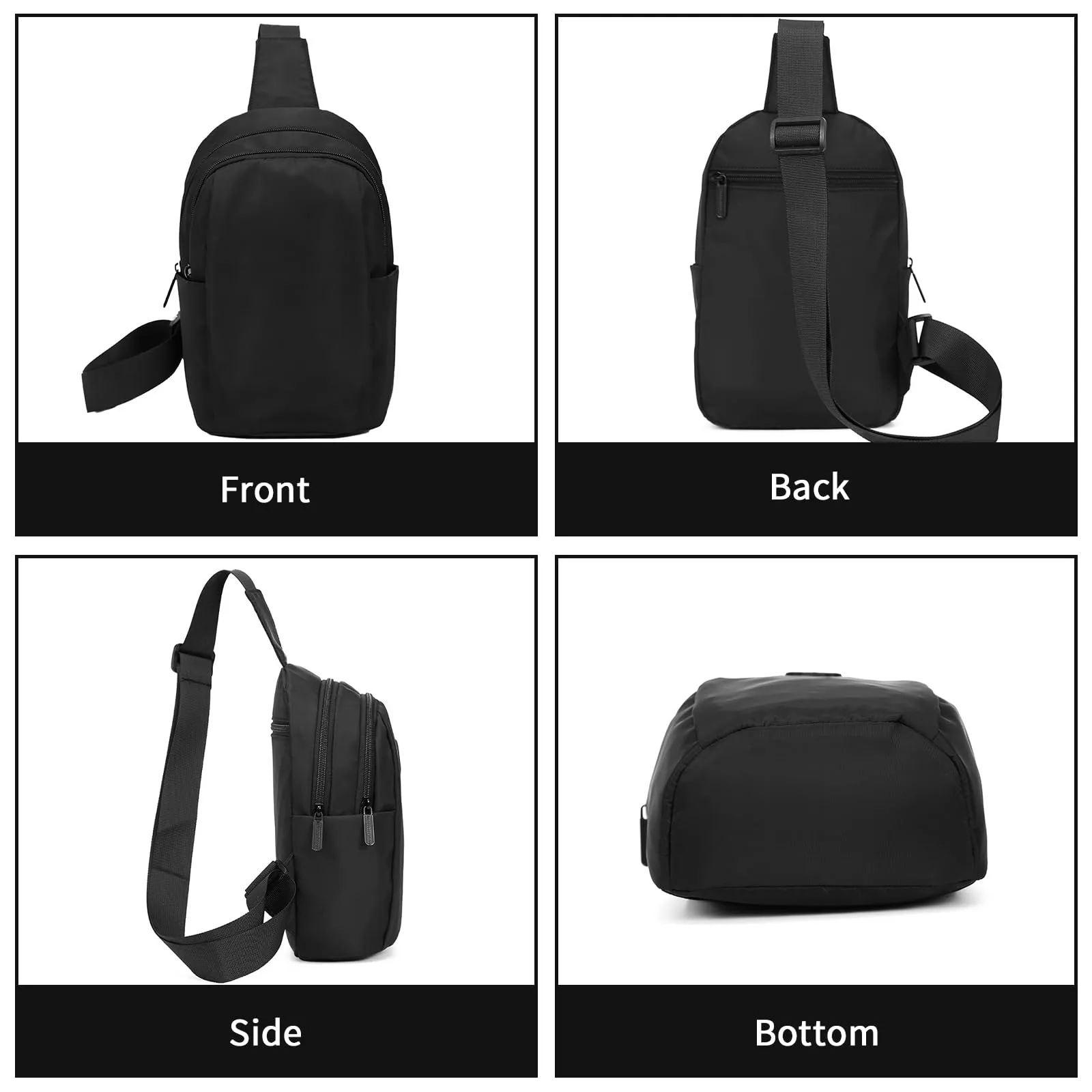 Ogetok Small Crossbody Purse Bags, Black Mini Sling Chest Bag for Men Women, Waterproof Small Cross Body Phone Bag, Lightweight Casual Sling Daypack for Sport Workout Travelling Hiking