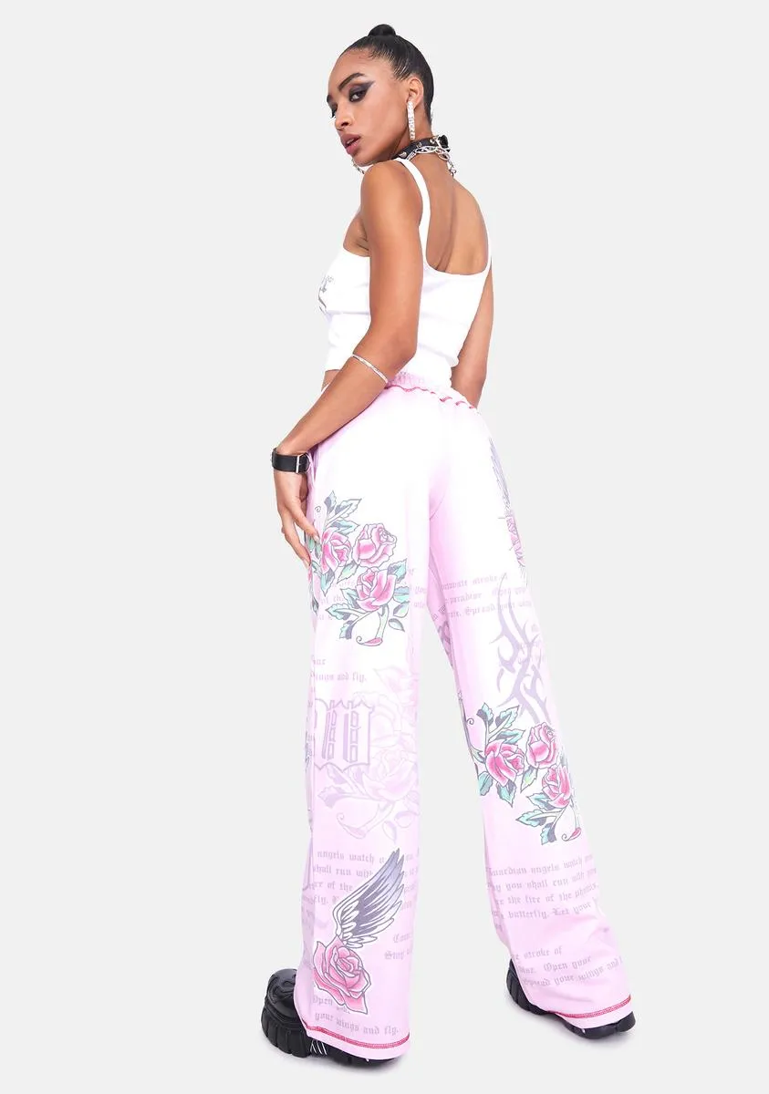 Oversized Joggers With Graffiti Print & Rhinestone Detail