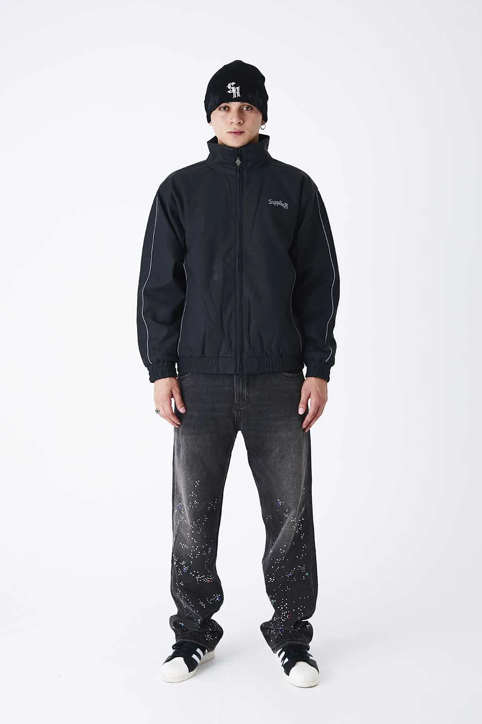 Panelled Python Leather Track Jacket