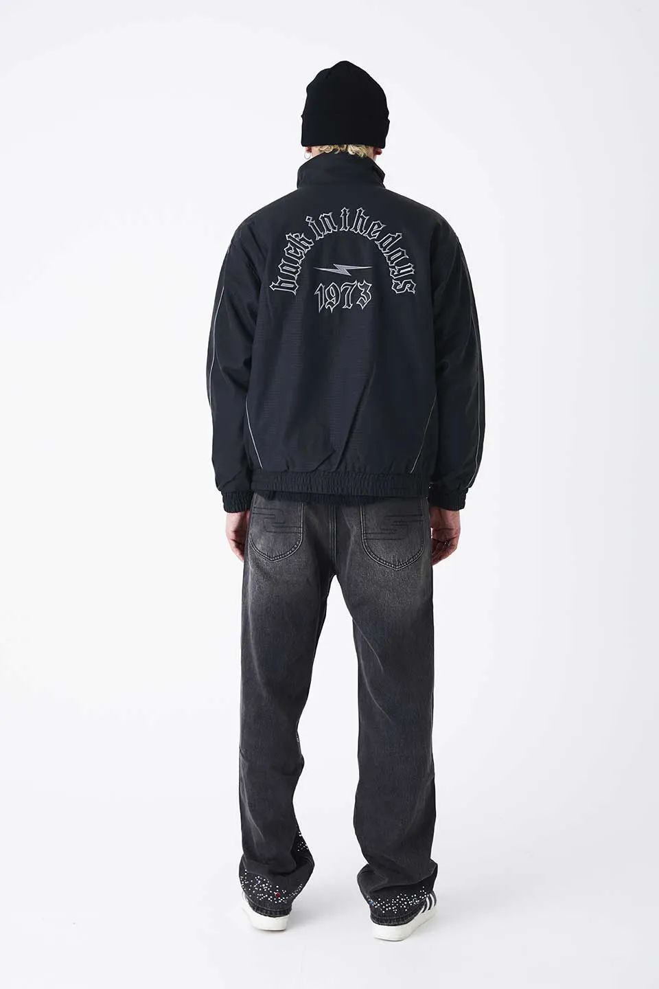 Panelled Python Leather Track Jacket
