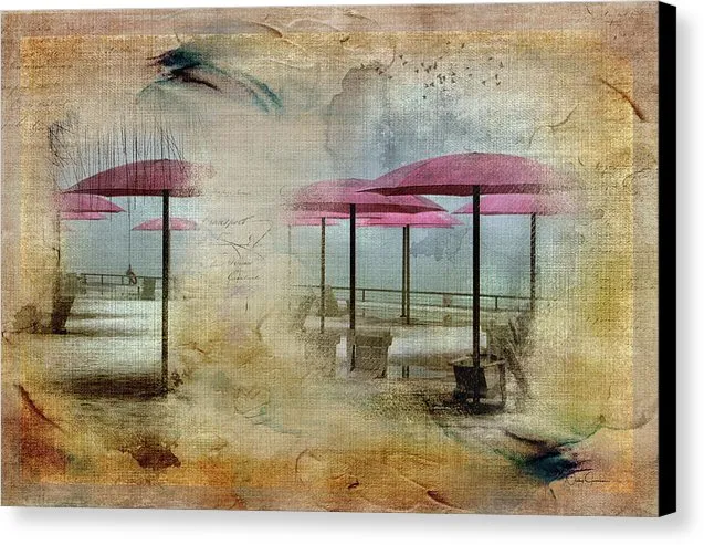Pink Parasols On Sugar Beach - Canvas Print