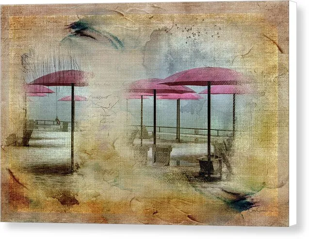 Pink Parasols On Sugar Beach - Canvas Print