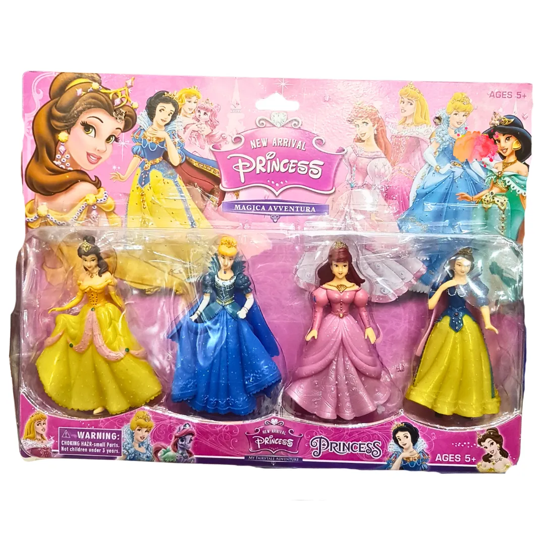 Princess Doll Set – 4-Piece Princess Figures Collection | Magical Adventure Dress-Up Playset for Girls Ages 5 