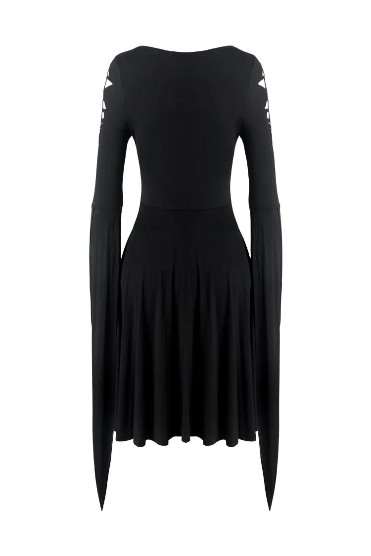 Punk dress with long hooked flower sleeves DW252