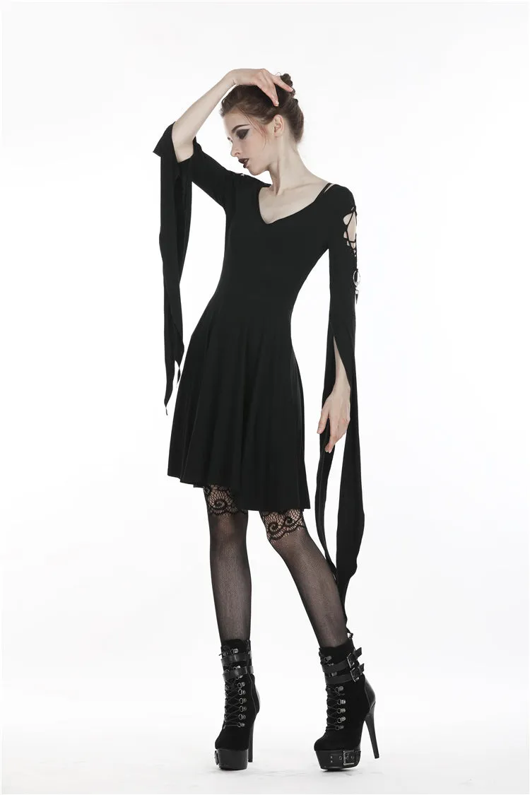 Punk dress with long hooked flower sleeves DW252