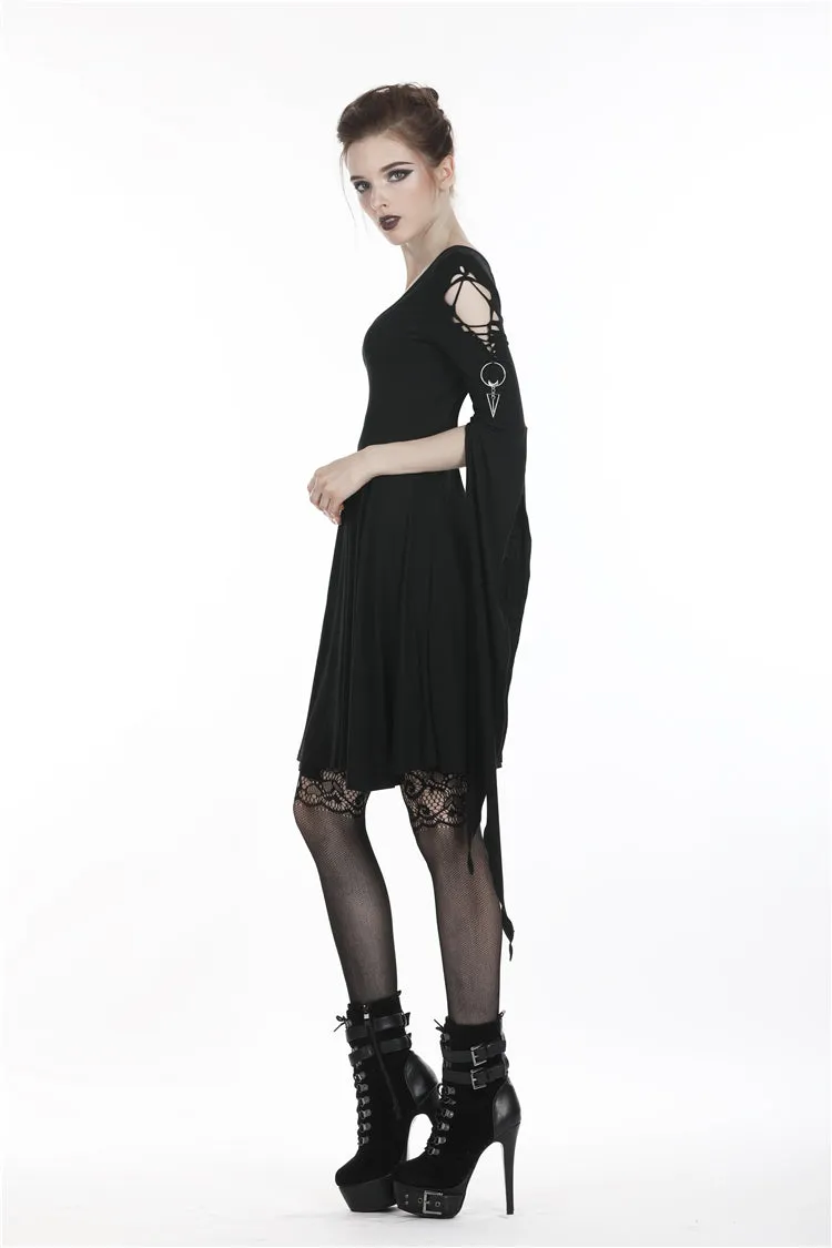 Punk dress with long hooked flower sleeves DW252
