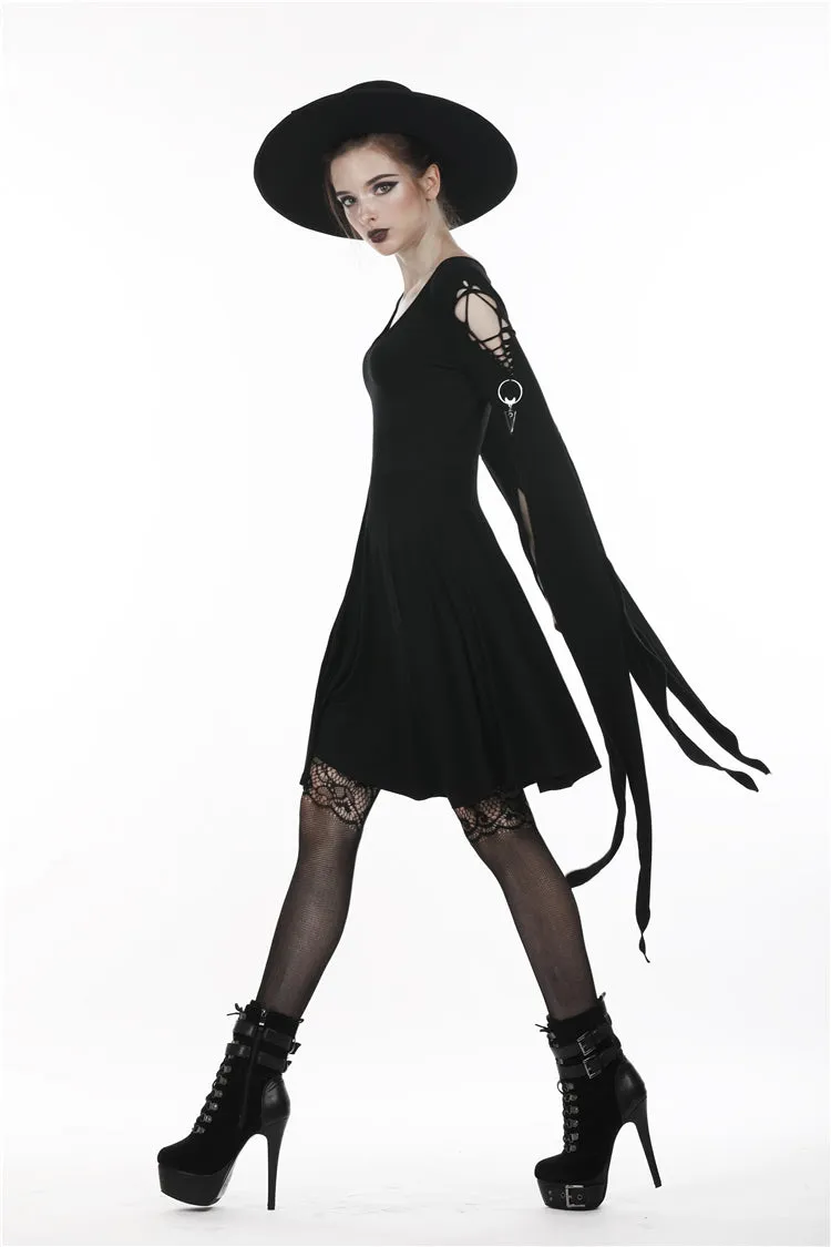 Punk dress with long hooked flower sleeves DW252