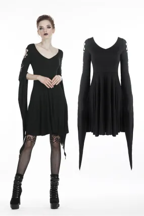 Punk dress with long hooked flower sleeves DW252
