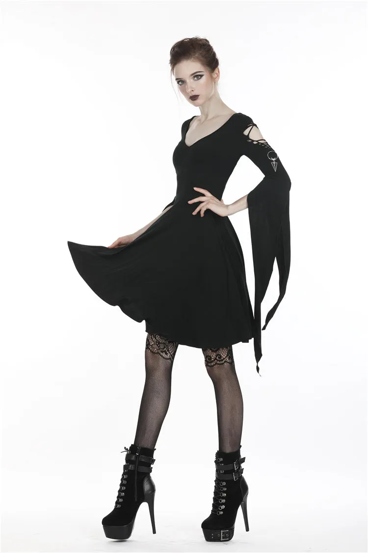 Punk dress with long hooked flower sleeves DW252