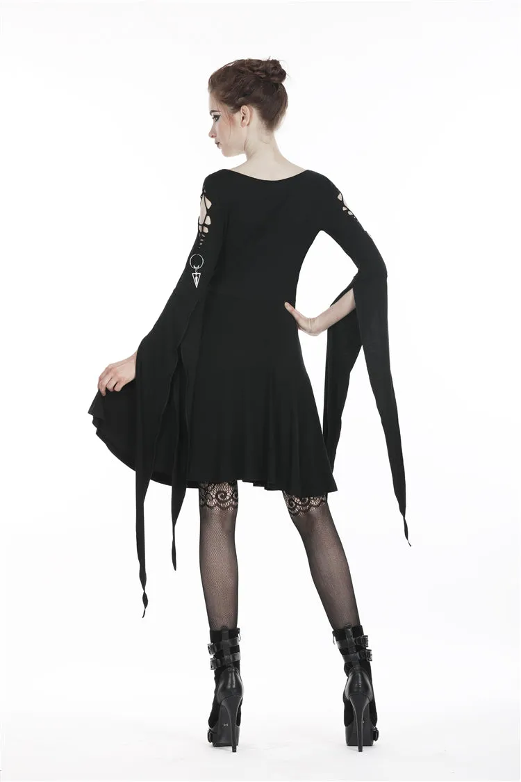Punk dress with long hooked flower sleeves DW252